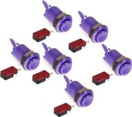 atomic market american style 28mm standard arcade push button 6 pack - purple, equipped with microswitches logo