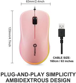 img 2 attached to 🖱️ Coolerplus FC112 USB Optical Wired Computer Mouse - Easy Click for Office and Home, 1000DPI, Premium and Portable, Compatible with Windows PC, Laptop, Desktop, Notebook (Pink)