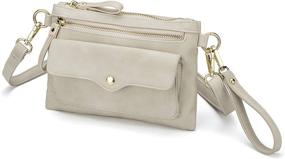 img 4 attached to 👜 CrossLandy Mini Casual Crossbody Bag - Stylish Ivory Wristlet Clutch with Multiple Pockets for Women