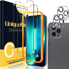 img 4 attached to Ultimate Protection for iPhone 13 Pro Max: [2+2 Pack] UniqueMe Tempered Glass Screen & Camera Lens Protectors [Easy Install] HD Clear [Anti-Scratch]
