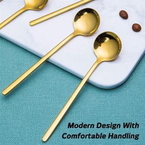 img 1 attached to ☕🥄 Set of 8 Gold Plated Stainless Steel Espresso Spoons - FindTop Mini Teaspoons for Coffee, Sugar, Dessert, Cake, Ice Cream, Soup, Antipasto, Cappuccino - 5.3 Inch