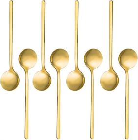 img 4 attached to ☕🥄 Set of 8 Gold Plated Stainless Steel Espresso Spoons - FindTop Mini Teaspoons for Coffee, Sugar, Dessert, Cake, Ice Cream, Soup, Antipasto, Cappuccino - 5.3 Inch