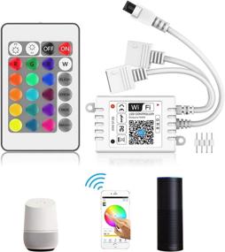 img 2 attached to SUPERNIGHT Dual Port Smart WiFi Remote Controller for RGB LED Strip Lights - Support with Alexa, Google Assistant, IFTTT - 1-to-2 Dimmer Control for 2 Rolls of 5050 2835 RGB Color Changing Rope Lights (2 Ports)