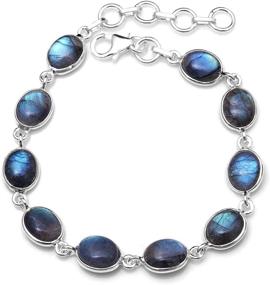 img 2 attached to Silver Palace Sterling Labradorite Bracelete