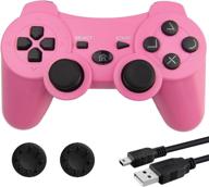 🎮 bek controller: wireless replacement for ps3 controller with double shock vibration - sony playstation 3 (pink) logo