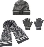 warm and cozy: accsa 3pcs boys winter hat and gloves set - keep kids comfortable with knit beanie hat, gloves, and scarf logo