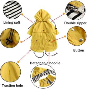 img 2 attached to 🐶 Pethiy Stylish Premium Dog Raincoat - Small Dog Raincoat with Waterproof Zip Pockets, Rain/Water Resistant Design, Adjustable Drawstring