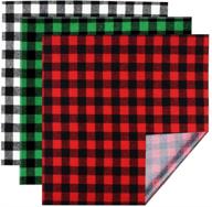 🎃 premium 12 x 12 inch halloween buffalo plaid heat transfer vinyl fabric: iron-on sheet patches for clothing, ideal for halloween & christmas crafts logo