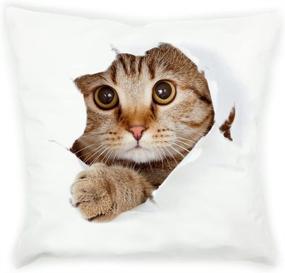 img 2 attached to VIPbuy Super Soft Short Plush Square Decorative Throw Pillow Case Sofa Waist Cushion Cover 18x18 (3D Cat): Luxurious Comfort for Your Home Décor