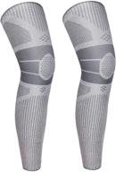 🏀 gp leg compression sleeve 2 pack - carbon fiber full leg sleeves for knee support and pain relief in basketball, football, arthritis, running, workout - men women (grey) logo