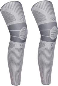 img 4 attached to 🏀 GP Leg Compression Sleeve 2 Pack - Carbon Fiber Full Leg Sleeves for Knee Support and Pain Relief in Basketball, Football, Arthritis, Running, Workout - Men Women (Grey)