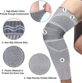 img 2 attached to 🏀 GP Leg Compression Sleeve 2 Pack - Carbon Fiber Full Leg Sleeves for Knee Support and Pain Relief in Basketball, Football, Arthritis, Running, Workout - Men Women (Grey)