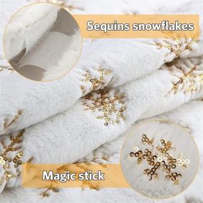 img 2 attached to 🎄 VeMee White Plush Christmas Tree Skirt 48 inches: Snow White Faux Fur with Gold Sequin Snowflake - Holiday Decorations