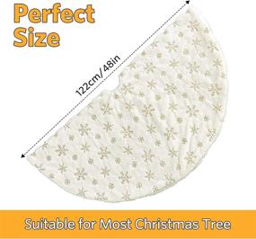 img 3 attached to 🎄 VeMee White Plush Christmas Tree Skirt 48 inches: Snow White Faux Fur with Gold Sequin Snowflake - Holiday Decorations