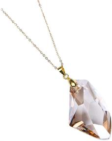 img 3 attached to 🌟 39mm Crystal Galactic Pendant - Crystal Art Project, Golden Shadow, 18" Gold-Toned Chain Necklace, Rhodium Finish