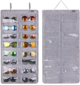 img 4 attached to 🕶️ AROUY Sunglasses Organizer Storage: Hanging Dust Proof Wall Pocket Glasses Organizer - 16 Felt Slots Sunglass Holder with Metal Hook and Sturdy Rope (Gray, Dust Proof)