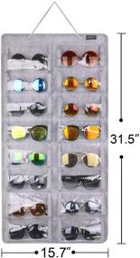 img 1 attached to 🕶️ AROUY Sunglasses Organizer Storage: Hanging Dust Proof Wall Pocket Glasses Organizer - 16 Felt Slots Sunglass Holder with Metal Hook and Sturdy Rope (Gray, Dust Proof)