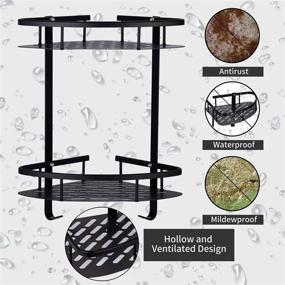 img 2 attached to 🚿 2-Tier Mlesi Shower Caddy - Corner Bathroom Shelf Organizer with Adhesive Mounting (No Drilling), Aluminum Wall-Mounted Shower Shelf Storage Rack for Toilet, Kitchen, and Dorm