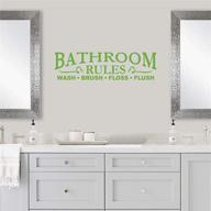 🚽 vinyl bathroom wall decor decal sticker - bathroom decals with bathroom rules: wash brush floss flush, light green, 22x6 logo