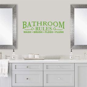 img 2 attached to 🚽 Vinyl Bathroom Wall Decor Decal Sticker - Bathroom Decals with Bathroom Rules: Wash Brush Floss Flush, Light Green, 22x6