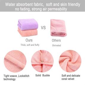 img 2 attached to 💆 AUNINA Hair Towel Wrap: Double Thickened Quick Dry Hair Hat Cap for Women - Super Absorbent Turban for Drying Curly, Long, Thick Hair (1Pack 10" X 26")