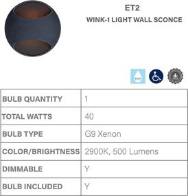 img 1 attached to 💡 ET2 E20540-BK Wink ADA Compliant Modern Aluminum 5" Dia Hemisphere Wall Sconce, 1-Light Xenon 40 Watt, Black