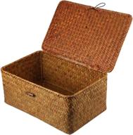 📦 vosarea large rattan storage basket makeup organizer multiuse container with lid logo