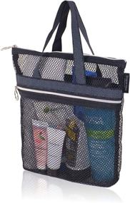 img 4 attached to 🛀 Black Mesh Shower Caddy: Portable Quick Dry Tote Bag for College Dorm, Gym, Beach, Travel or Camping