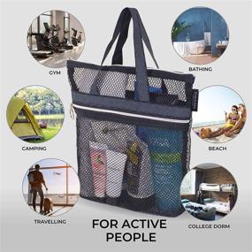 img 1 attached to 🛀 Black Mesh Shower Caddy: Portable Quick Dry Tote Bag for College Dorm, Gym, Beach, Travel or Camping