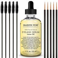 💫 majestic pure castor oil eyelash serum - natural eyebrow & eyelash growth booster with free mascara brush and eyeliner applicator - 1 fl oz logo