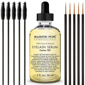 img 4 attached to 💫 Majestic Pure Castor Oil Eyelash Serum - Natural Eyebrow & Eyelash Growth Booster with Free Mascara Brush and Eyeliner Applicator - 1 fl oz