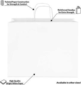 img 2 attached to Large 16x6x12 inch White Paper Bags with Handles - 25 Pcs. Kraft Shopping Bags for Bulk Gifts, Parties, Favors, Goody Bags, Take-Out, Merchandise, Retail - Vogue Size