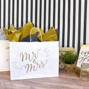 img 3 attached to Large 16x6x12 inch White Paper Bags with Handles - 25 Pcs. Kraft Shopping Bags for Bulk Gifts, Parties, Favors, Goody Bags, Take-Out, Merchandise, Retail - Vogue Size