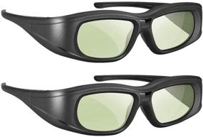 img 4 attached to 👓 Rechargeable Active Shutter 3D Glasses 2 Pack: Compatible with Epson, Sony, Panasonic, Samsung 3D Active TV & LCD Projector