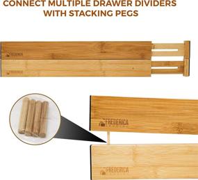 img 1 attached to Bamboo Adjustable Drawer Divider Organizers: Spring Loaded, Stackable 6-Pack for Ultimate Kitchen, Bathroom, and Dresser Drawer Organization