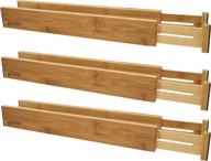 bamboo adjustable drawer divider organizers: spring loaded, stackable 6-pack for ultimate kitchen, bathroom, and dresser drawer organization логотип