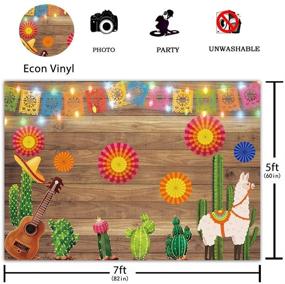 img 3 attached to 🌵 7X5ft Funnytree Mexican Fiesta Theme Photography Backdrop - Cinco de Mayo Party Background with Colorful Flags, Cactus, Guitar, Paper Flowers Banner - Perfect for Dressing up Cake Tables, Decorations, and Photo Booth Props