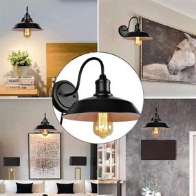 img 2 attached to 🔦 Industrial Wall Sconces Lighting Set of 2, Gooseneck Wall Lamp, Vintage Black Light Fixture for Farmhouse Bar Bedroom Living Room, Wall Lights for Hallway, E26 Base (Bulb Excluded)