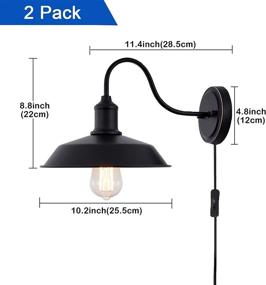 img 3 attached to 🔦 Industrial Wall Sconces Lighting Set of 2, Gooseneck Wall Lamp, Vintage Black Light Fixture for Farmhouse Bar Bedroom Living Room, Wall Lights for Hallway, E26 Base (Bulb Excluded)