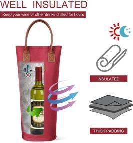 img 3 attached to Premium 4 Pack - Single Bottle Insulated Wine Tote Set | Stylish Padded Wine Cooler Bag for Wine Lovers | Ideal Wedding Gift