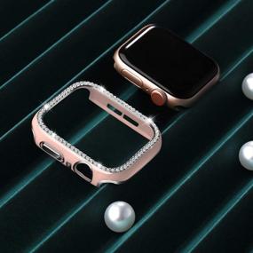 img 3 attached to 💎 Roзовый блеск кристаллического алмазного чехла для Apple Watch 40 мм с защитным стеклом - полный защитный чехол для iWatch Series 6/5/4/SE - идеально для женщин и девочек