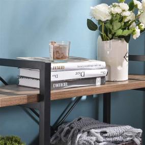 img 1 attached to 📚 Stylish & Practical: BENOSS Rustic Wood and Metal Bookshelves for Functional Industrial Style Decor and Versatile Storage Solutions