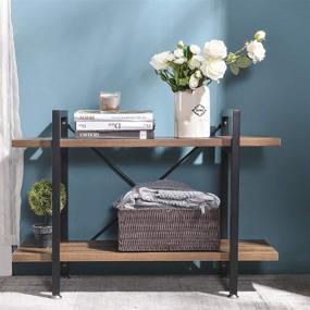 img 4 attached to 📚 Stylish & Practical: BENOSS Rustic Wood and Metal Bookshelves for Functional Industrial Style Decor and Versatile Storage Solutions