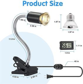 img 1 attached to 🦎 Reptile Heat Lamp with 2 Lamp Holders, 25/50W Bulbs, and Thermometer - Adjustable and Rotating 360°, for Lizards, Turtles, and Snakes (E27, 110V)