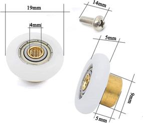 img 1 attached to 🚿 Set of 4 Shower Door Roller Wheels - Replacement Parts for Sliding Bathroom Glass Doors - 19mm x 5mm Shower Door Runners