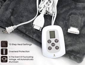 img 2 attached to 🔌 Marquess Electric Blanket - MicroPlush Sherpa & Reversible Flannel - 10 Heat Settings & Auto-Off Controller - Grey (62"x 84")