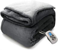 🔌 marquess electric blanket - microplush sherpa & reversible flannel - 10 heat settings & auto-off controller - grey (62"x 84") logo