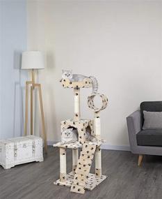 img 3 attached to 🐾 GO Pet Club 50-Inch Cat Tree Condo House Furniture with Paw Print Design