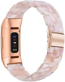 img 3 attached to 🌸 Стильные полосы из смолы Wongeto - совместимы с Fitbit, розовая золотая пряжка, розовый цвет - для Charge 3/4/3 SE - запасной запястье аксессуар браслет ремешки для женщин и мужчин.
