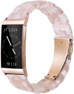 🌸 стильные полосы из смолы wongeto - совместимы с fitbit, розовая золотая пряжка, розовый цвет - для charge 3/4/3 se - запасной запястье аксессуар браслет ремешки для женщин и мужчин. логотип